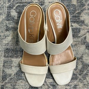 Calvin Klein woman’s slip on open toe, wedding, summer, party heels- size 10
